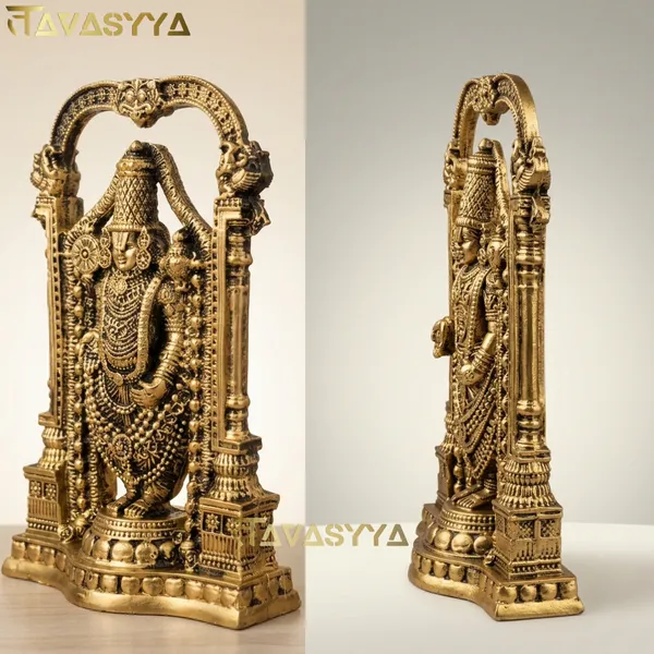 Tavasyya_Tirupati_Balaji_Idol,_Venkateswara_Murti,_Handcrafted_Decorative_Showpiece_for_Home_Decor,_Pooja_Room_&_Office_Desk,_Venkateshwara/Vishnu_Sculpture_(Antique_Gold)