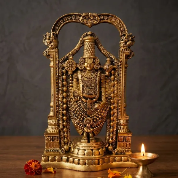 Tavasyya_Tirupati_Balaji_Idol,_Venkateswara_Murti,_Handcrafted_Decorative_Showpiece_for_Home_Decor,_Pooja_Room_&_Office_Desk,_Venkateshwara/Vishnu_Sculpture_(Antique_Gold)