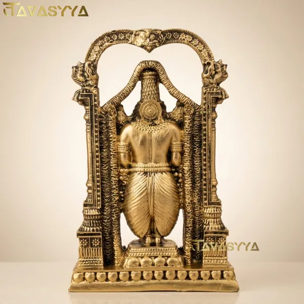 Tavasyya_Tirupati_Balaji_Idol,_Venkateswara_Murti,_Handcrafted_Decorative_Showpiece_for_Home_Decor,_Pooja_Room_&_Office_Desk,_Venkateshwara/Vishnu_Sculpture_(Antique_Gold)