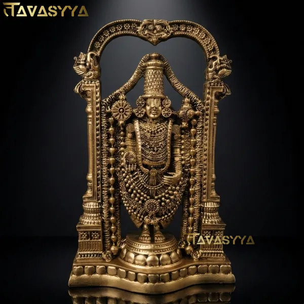 Tavasyya_Tirupati_Balaji_Idol,_Venkateswara_Murti,_Handcrafted_Decorative_Showpiece_for_Home_Decor,_Pooja_Room_&_Office_Desk,_Venkateshwara/Vishnu_Sculpture_(Antique_Gold)