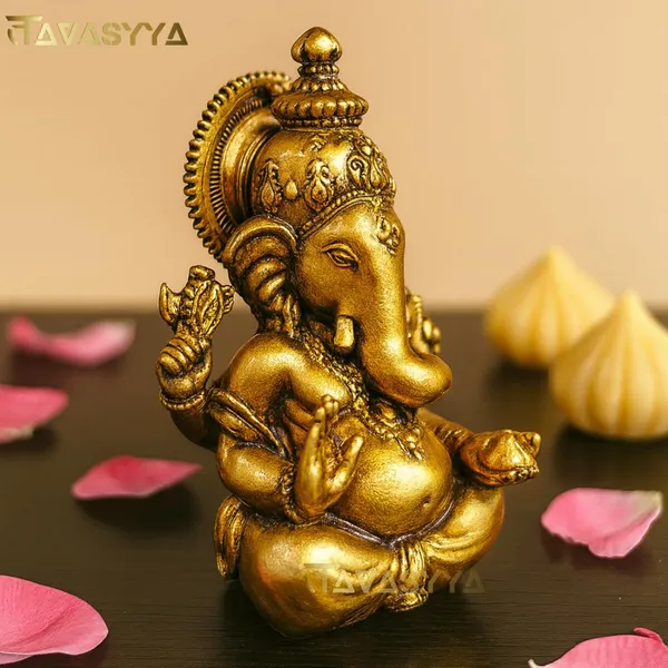 Antique_Gold_With_Subtle_Black_Patina_Suvarna_Gajanana_Ganesha_Idol_For_Car_Dashboard_Home_Temple_&_Office_Desk_Small_Ganpati_Murti_Antique_Gold_Ganesh_Idol_For_Pooja_Room