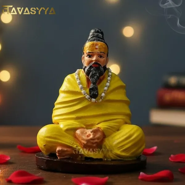 Saffron_Yellow_With_Earth_Brown_Param_Premananda_Ji_Maharaj_Idol_Guru_Murti_Premanand_Ji_Idol_For_Car_Dashboard_Office_Table_Study_Desk_&_Home_Pooja_Room_45_Inch
