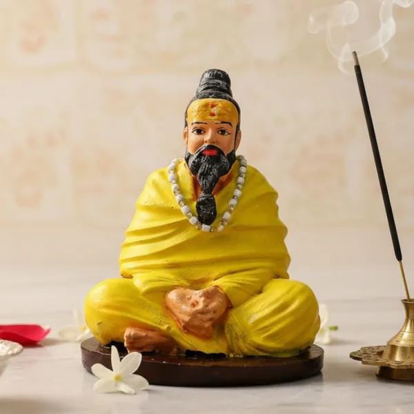 Saffron_Yellow_With_Earth_Brown_Param_Premananda_Ji_Maharaj_Idol_Guru_Murti_Premanand_Ji_Idol_For_Car_Dashboard_Office_Table_Study_Desk_&_Home_Pooja_Room_45_Inch
