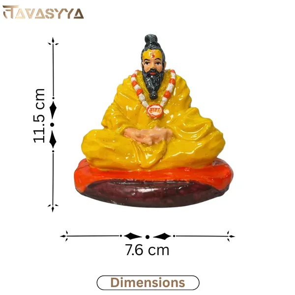 Mustard_Yellow_With_Vermilion_Orange_Param_Premananda_Ji_Maharaj_Idol_Murti_In_Glossy_Mustard_Yellow_&_Vermilion_Orange_Premanand_Ji_Idol_For_Car_Dashboard_Pooja_Room