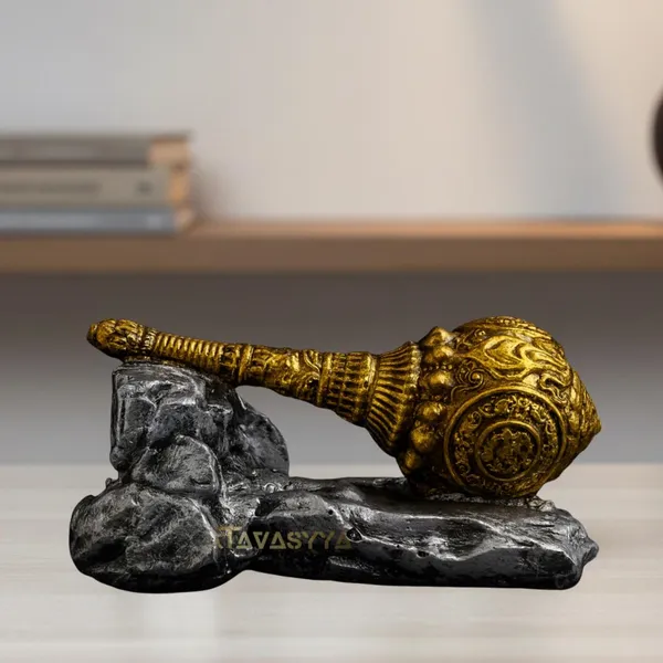 Antique_Gold_With_Stone_Grey_Base_Hanuman_Ji_Gada_Bajrang_Bali_Decorative_For_Car_Dashboard_Pooja_Room_Office_Desk_&_Spiritual_Gifting_35_X_16_Inch