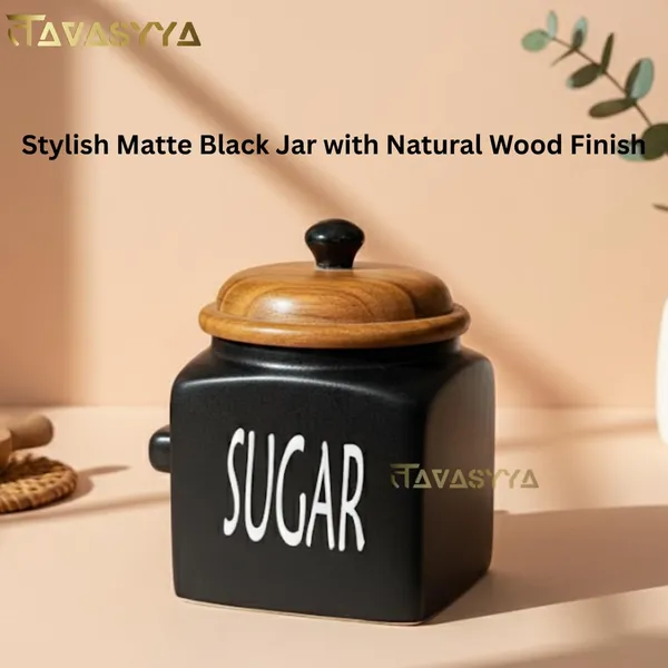 Set_Of_3_Black_Sugar_Tea_Coffee_Container_Airtight_Kitchen_Storage_Jars_With_Wooden_Lids_&_Spoons_500Ml_Each_For_Countertop_Pantry_&_Home_Decor