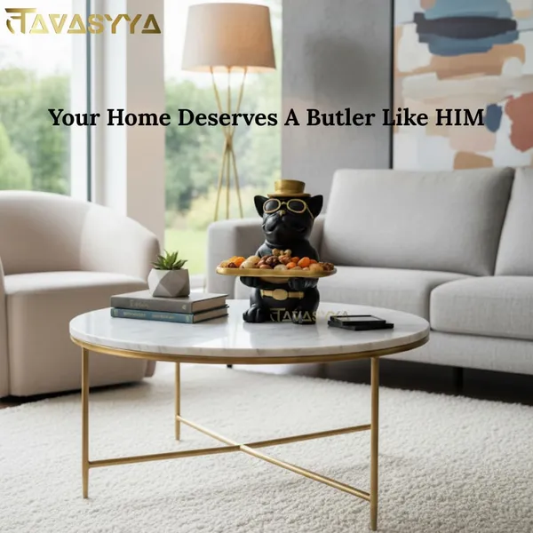 Matte_Black_With_Metallic_Gold_Accents_Cool_Dog_Showpiece_With_Tray