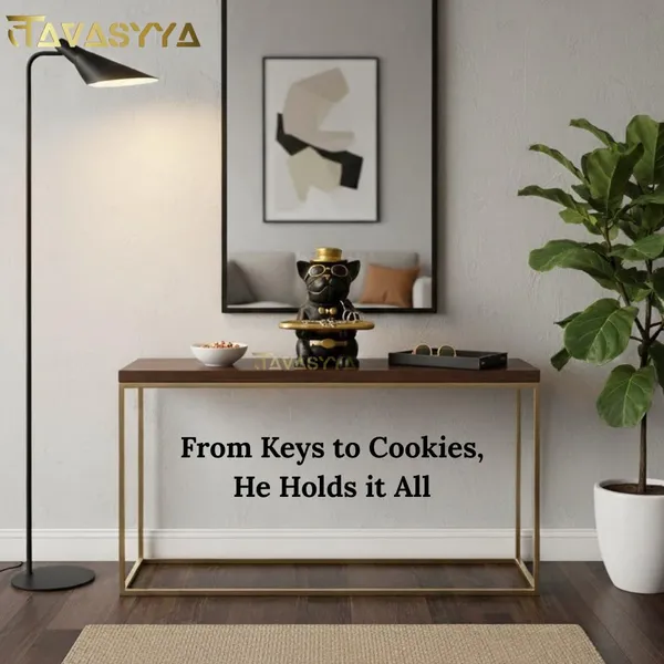 Matte_Black_With_Metallic_Gold_Accents_Cool_Dog_Showpiece_With_Tray