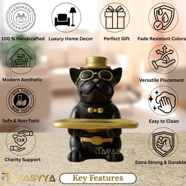 Matte_Black_With_Metallic_Gold_Accents_Cool_Dog_Showpiece_With_Tray