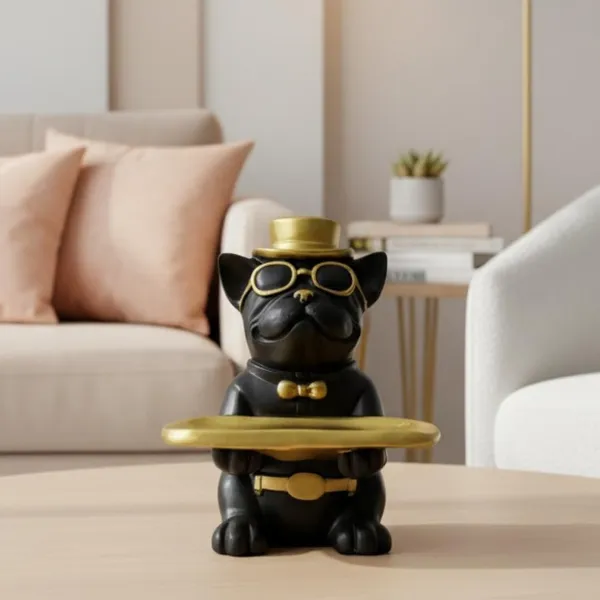 Matte_Black_With_Metallic_Gold_Accents_Cool_Dog_Showpiece_With_Tray