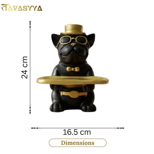 Matte_Black_With_Metallic_Gold_Accents_Cool_Dog_Showpiece_With_Tray