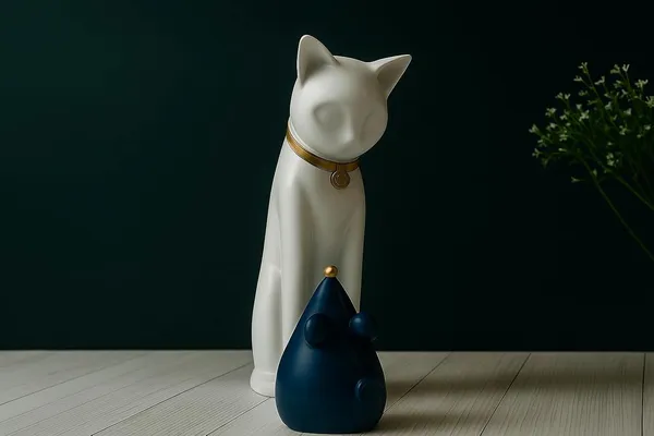 Matte_White_With_Navy_Blue_Resin_Cat_And_Mouse_Figurines_For_Home_Decor