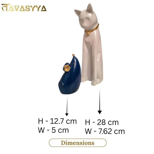 Matte_White_With_Navy_Blue_Resin_Cat_And_Mouse_Figurines_For_Home_Decor