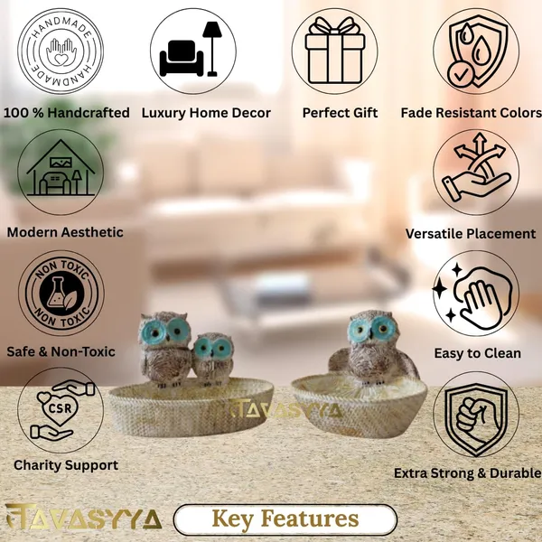 Set_of_2_Light_Brown_With_Turquoise_Blue_Owl_Basket_For_Home_And_Office_Decor