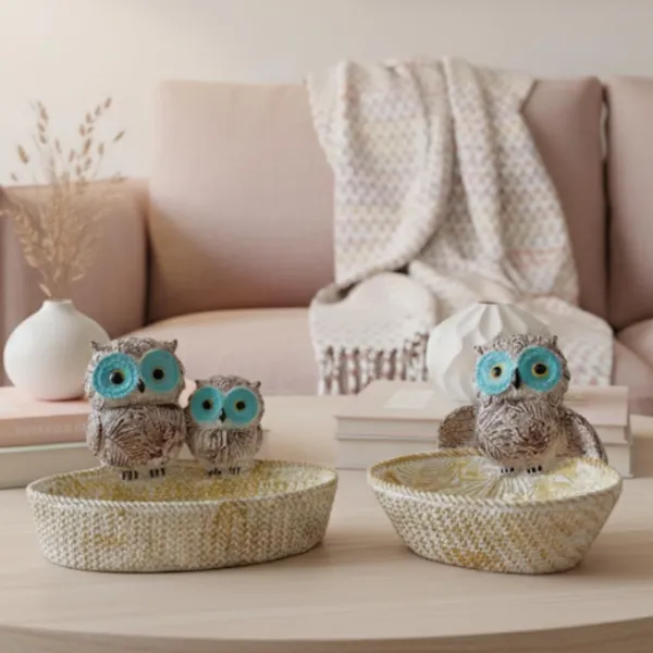 Set_of_2_Light_Brown_With_Turquoise_Blue_Owl_Basket_For_Home_And_Office_Decor