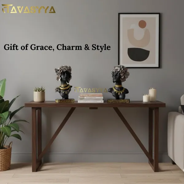 Set_Of_2_Charcoal_Black_With_Antique_Gold_&_Rose_Copper_African_Woman_Head_Statue_Showpieces_With_Floral_Crown_Charcoal_Black_Antique_Gold_&_Rose_Copper_Elegant_Afro_Lady_Figurines_For_Home_Office