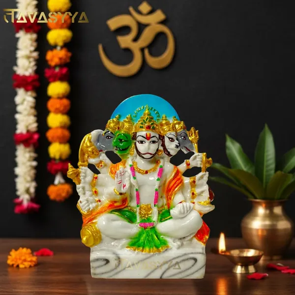 Pearl_White_&_Multicolor_Panchmukhi_Hanuman_Idol_Five-Faced_Hanuman_Ji_Statue_For_Home_Temple_Pooja_Room_&_Office_Handcrafted_Bajrangbali_Murti_Spiritual_Gift