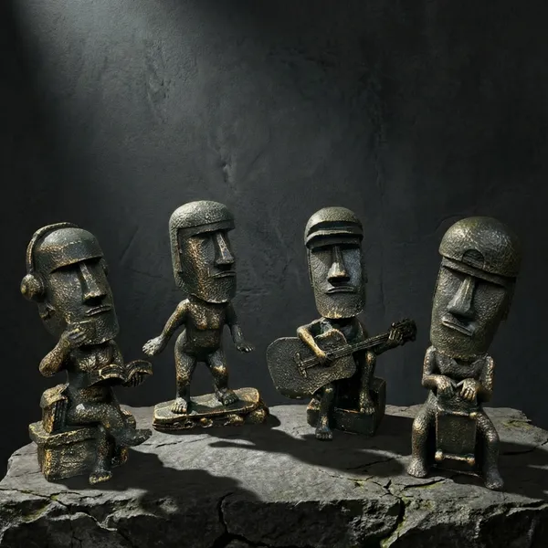 Tavasyya_Moai_Art_Statue_Sculpture_Set_of_4_|_Antique_Stone_Finish_Easter_Island_Figurines_|_Rapa_Nui_Monolithic_Statues,_Symbol_of_Strength_&_Protection,_Office_Desk,_Bookshelf_&_Home_Decor_Showpiece