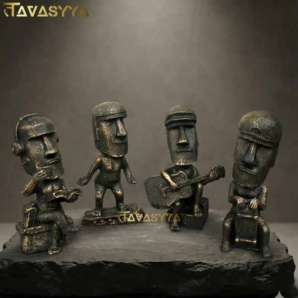 Tavasyya_Moai_Art_Statue_Sculpture_Set_of_4_|_Antique_Stone_Finish_Easter_Island_Figurines_|_Rapa_Nui_Monolithic_Statues,_Symbol_of_Strength_&_Protection,_Office_Desk,_Bookshelf_&_Home_Decor_Showpiece