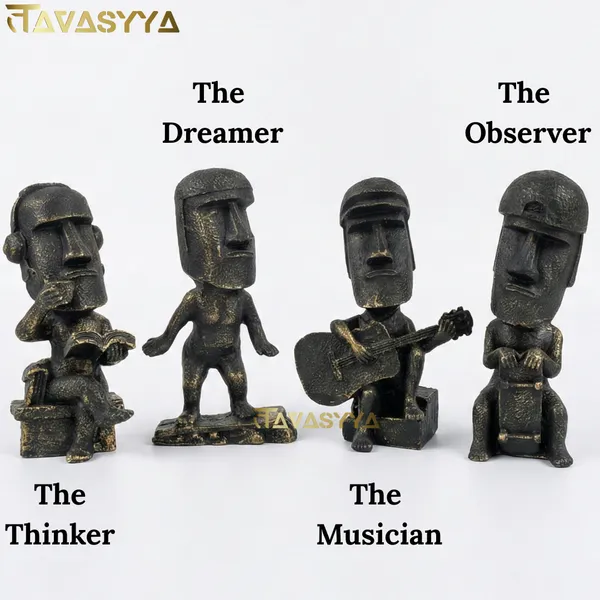 Tavasyya_Moai_Art_Statue_Sculpture_Set_of_4_|_Antique_Stone_Finish_Easter_Island_Figurines_|_Rapa_Nui_Monolithic_Statues,_Symbol_of_Strength_&_Protection,_Office_Desk,_Bookshelf_&_Home_Decor_Showpiece