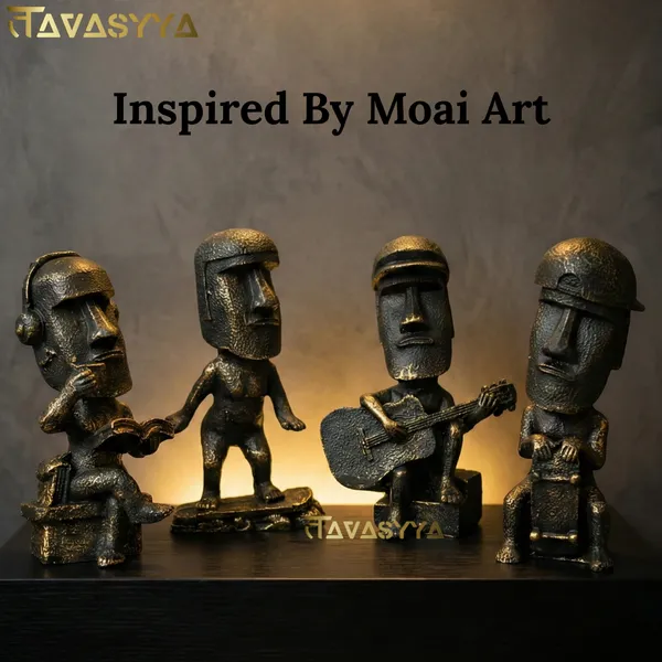 Tavasyya_Moai_Art_Statue_Sculpture_Set_of_4_|_Antique_Stone_Finish_Easter_Island_Figurines_|_Rapa_Nui_Monolithic_Statues,_Symbol_of_Strength_&_Protection,_Office_Desk,_Bookshelf_&_Home_Decor_Showpiece