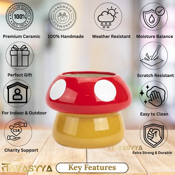 Tavasyya_Cute_Mushroom_Planter_Pot_for_Succulents_|_Ceramic_Planter,_Decorative_Flower_Pot_for_Home_&_Office_|_Perfect_for_Indoor_Plants,_Gifting_&_Home_Decor_(Mustard_Yellow_and_Cherry_Red)