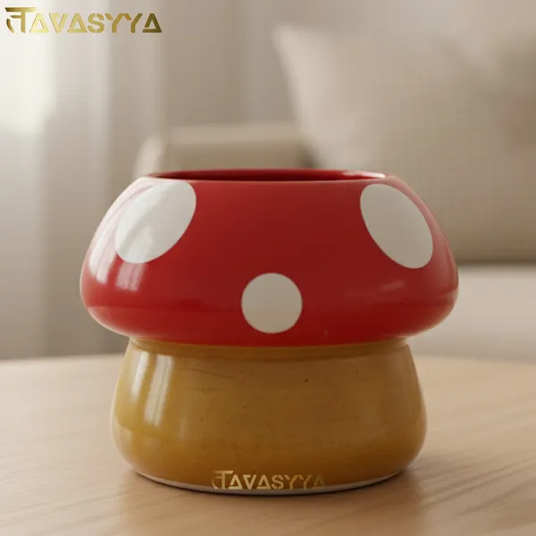 Tavasyya_Cute_Mushroom_Planter_Pot_for_Succulents_|_Ceramic_Planter,_Decorative_Flower_Pot_for_Home_&_Office_|_Perfect_for_Indoor_Plants,_Gifting_&_Home_Decor_(Mustard_Yellow_and_Cherry_Red)