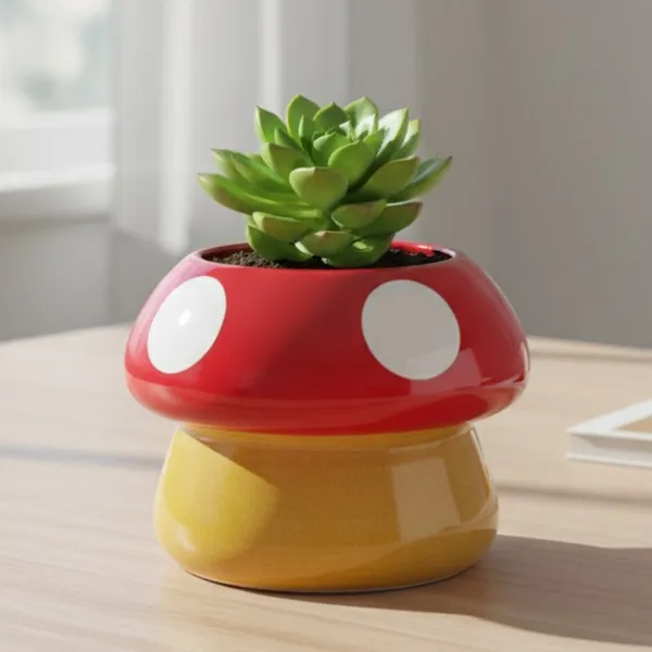 Tavasyya_Cute_Mushroom_Planter_Pot_for_Succulents_|_Ceramic_Planter,_Decorative_Flower_Pot_for_Home_&_Office_|_Perfect_for_Indoor_Plants,_Gifting_&_Home_Decor_(Mustard_Yellow_and_Cherry_Red)