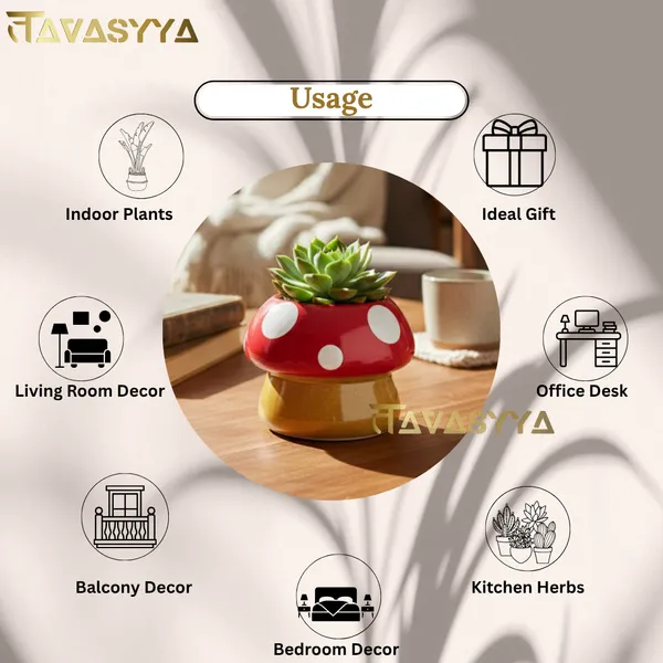 Tavasyya_Cute_Mushroom_Planter_Pot_for_Succulents_|_Ceramic_Planter,_Decorative_Flower_Pot_for_Home_&_Office_|_Perfect_for_Indoor_Plants,_Gifting_&_Home_Decor_(Mustard_Yellow_and_Cherry_Red)
