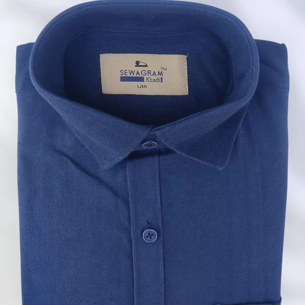 4_Ply_Navy_Blue_Khadi_Shirt