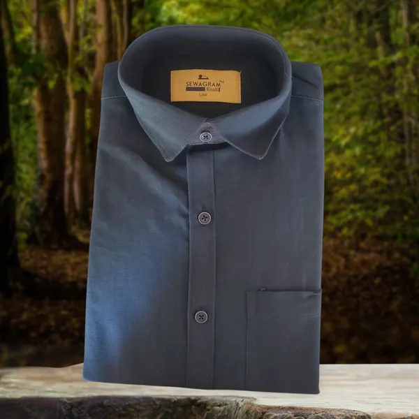4_Ply_Navy_Blue_Khadi_Shirt