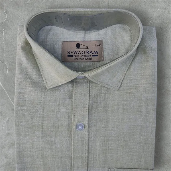 Pale_Olive_Khadi_Shirt_|_Handspun_&_Handwoven_100%_Pure_Cotton_Full_Sleeve_Shirt