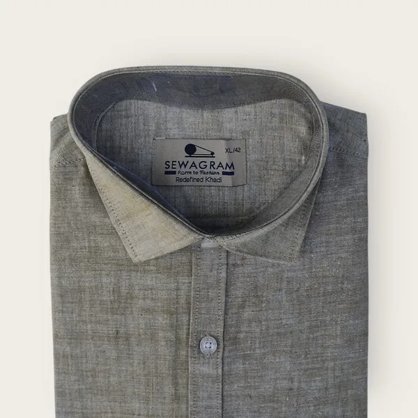 Yellowish-_Brown_Khadi_Shirt_|_Handspun_&_Handwoven_100%_Pure_Cotton_Full_Sleeve_Shirt