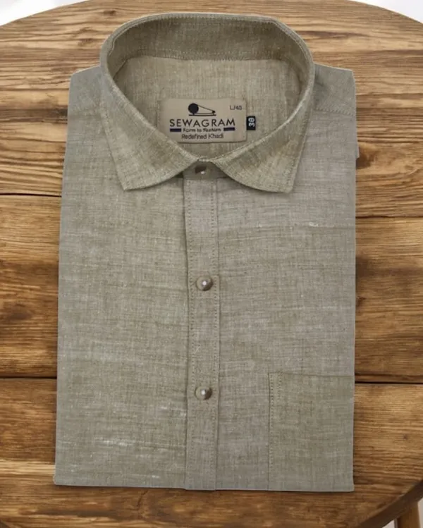 Yellowish-_Brown_Khadi_Shirt_|_Handspun_&_Handwoven_100%_Pure_Cotton_Full_Sleeve_Shirt