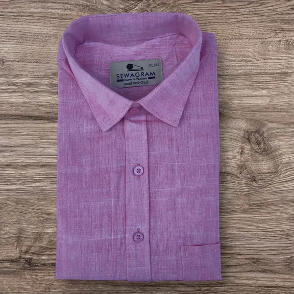 Light_Red_Khadi_Shirt_|_Handspun_&_Handwoven_100%_Pure_Cotton_Full_Sleeve_Shirt