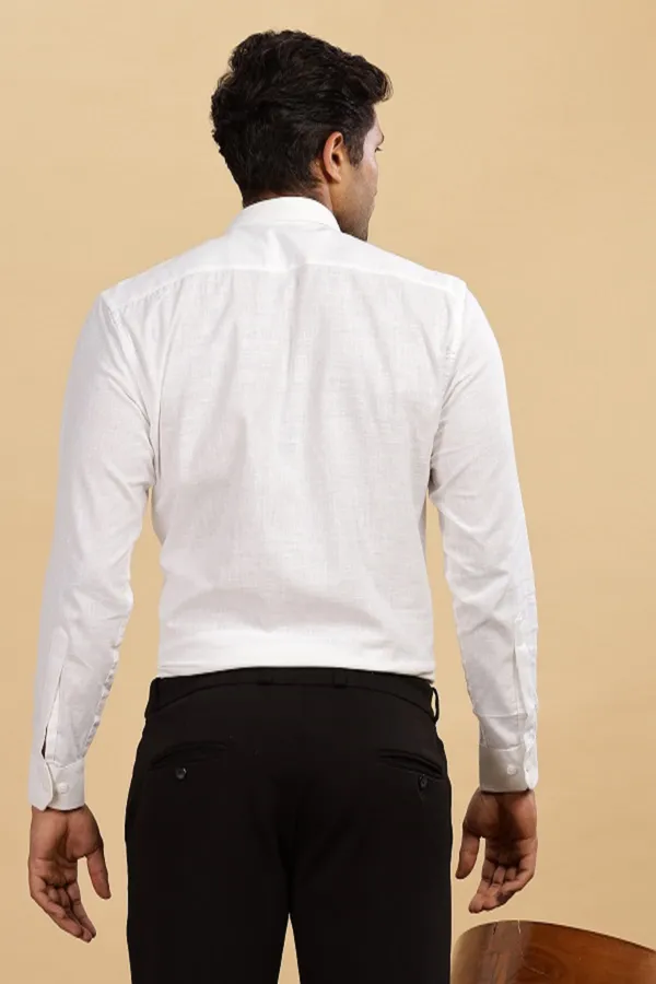 White_Muslin_Khadi_Plain_Formal_Shirt_|_Handspun_&_Handwoven_100%_Pure_Cotton_Full_Sleeve_Shirt