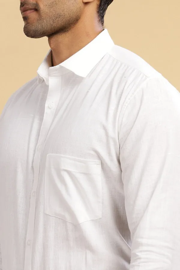 White_Muslin_Khadi_Plain_Formal_Shirt_|_Handspun_&_Handwoven_100%_Pure_Cotton_Full_Sleeve_Shirt