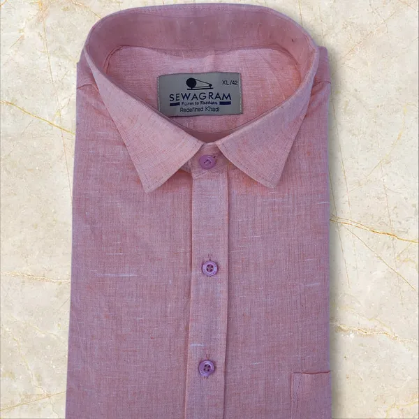 Peach_Khadi_Shirt_|_Handspun_&_Handwoven_100%_Pure_Cotton_Full_Sleeve_Shirt