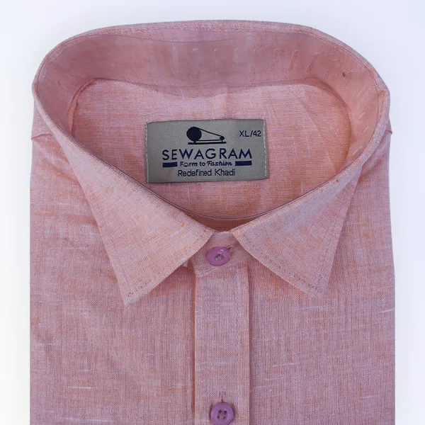 Peach_Khadi_Shirt_|_Handspun_&_Handwoven_100%_Pure_Cotton_Full_Sleeve_Shirt