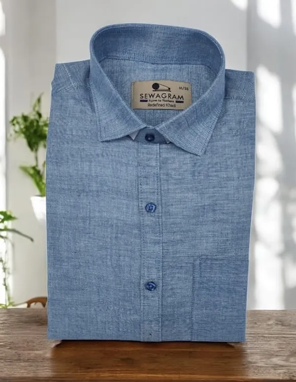 Light_Blue_Khadi_Shirt_|_Handspun_&_Handwoven_100%_Pure_Cotton_Full_Sleeve_Shirt