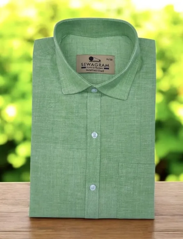 Vibrant_Green_Khadi_Shirt_|_Handspun_&_Handwoven_100%_Pure_Cotton_Full_Sleeve_Shirt