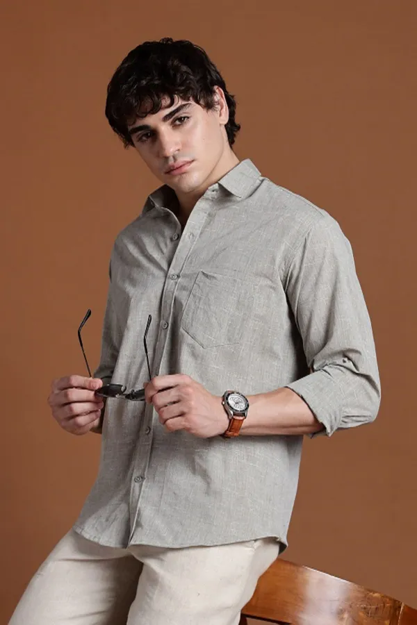 Light_Grey_Khadi_Shirt_|_Handspun_&_Handwoven_100%_Pure_Cotton_Full_Sleeve_Shirt