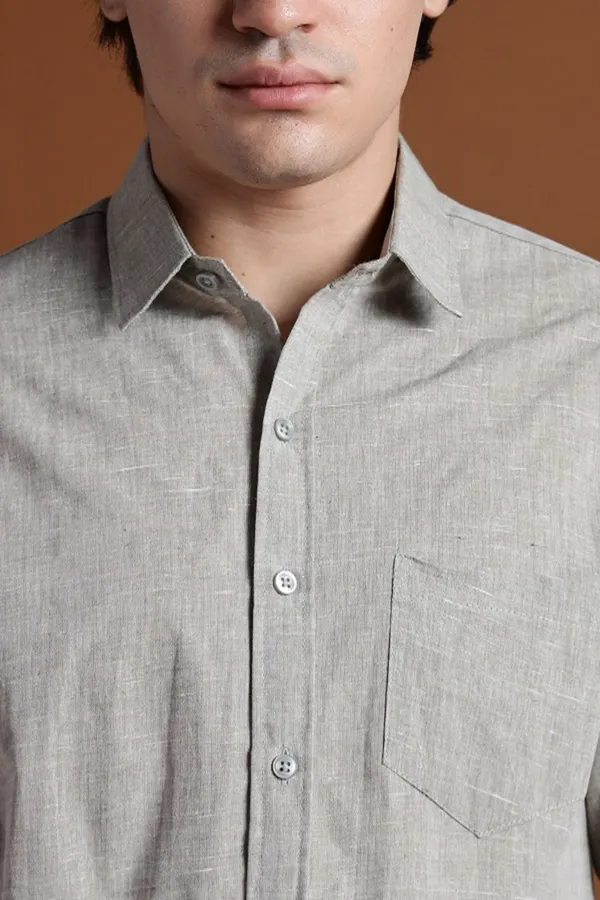 Light_Grey_Khadi_Shirt_|_Handspun_&_Handwoven_100%_Pure_Cotton_Full_Sleeve_Shirt