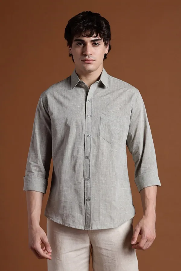 Light_Grey_Khadi_Shirt_|_Handspun_&_Handwoven_100%_Pure_Cotton_Full_Sleeve_Shirt
