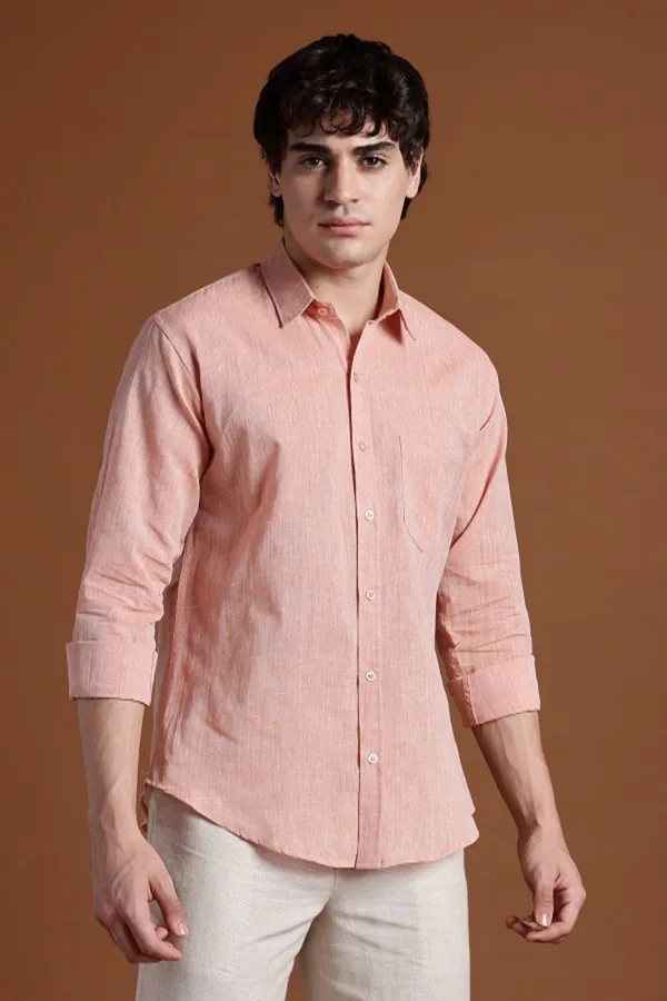Light_Orange_Khadi_Shirt_|_Handspun_&_Handwoven_100%_Pure_Cotton_Full_Sleeve_Shirt