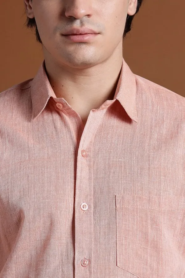 Light_Orange_Khadi_Shirt_|_Handspun_&_Handwoven_100%_Pure_Cotton_Full_Sleeve_Shirt