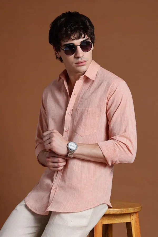 Light_Orange_Khadi_Shirt_|_Handspun_&_Handwoven_100%_Pure_Cotton_Full_Sleeve_Shirt