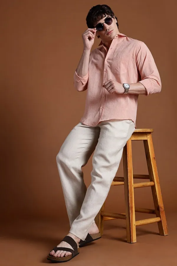 Light_Orange_Khadi_Shirt_|_Handspun_&_Handwoven_100%_Pure_Cotton_Full_Sleeve_Shirt