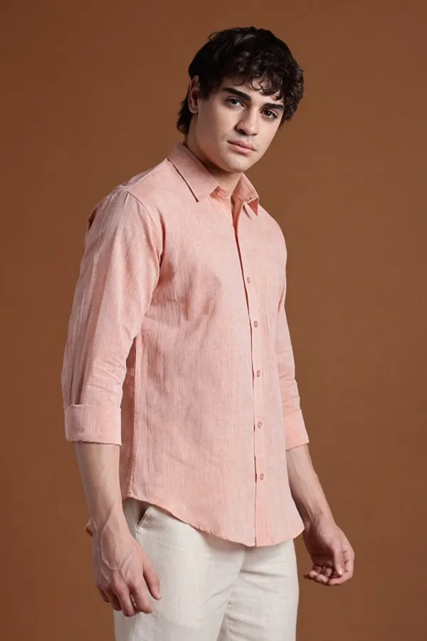 Light_Orange_Khadi_Shirt_|_Handspun_&_Handwoven_100%_Pure_Cotton_Full_Sleeve_Shirt