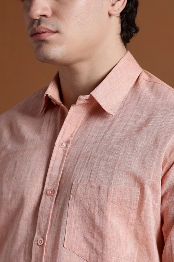Light_Orange_Khadi_Shirt_|_Handspun_&_Handwoven_100%_Pure_Cotton_Full_Sleeve_Shirt